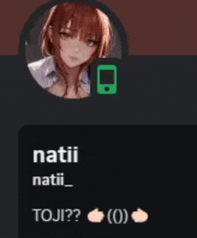 a picture of a girl with the name natii on the top