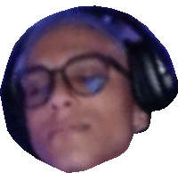 a blurry picture of a person 's face wearing glasses and headphones