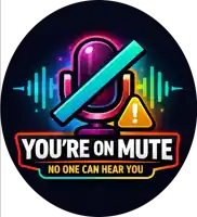 a colorful logo that says you 're on mute