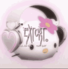 a picture of a hello kitty with headphones and the words extort