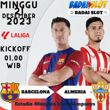 a poster for a soccer match between barcelona and almeria on december 21st