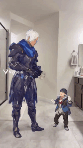 a drawing of a man and a little boy with the words viggle.ai on the bottom right