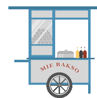 a cart that says mie bakso on the front