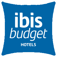 ibis budget hotels logo on a blue square