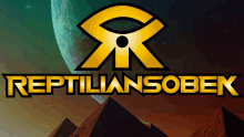 a logo for reptiliansobek with pyramids in the foreground