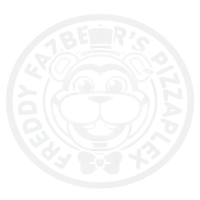 a white logo for freddy fazbear 's pizzaplex with a monkey on it