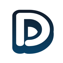 a blue and white letter d with a white outline