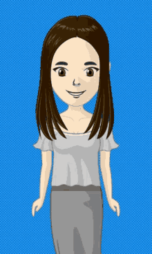 a cartoon drawing of a girl with long brown hair