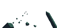 a pixel art illustration of rocks falling on a white background .