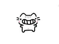 a cartoon drawing of a cat with a big smile on its face .