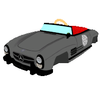 a cartoon drawing of a mercedes with a license plate that says 006c