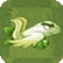 a cartoon frog is flying through the air on a green background .