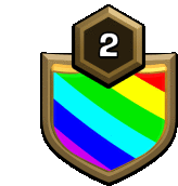 a rainbow shield with the number 2 on it