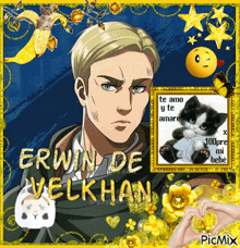 a picture of erwin de velkhan with a picture of a cat