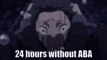 a crying anime character with the words `` 24 hours without aba '' written below him