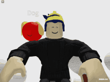 a roblox character with a red ball on his head and the word dog above him