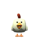 a cartoon chicken with a red crest on its head and orange feet