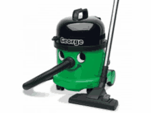 a green vacuum cleaner with the name george on the top