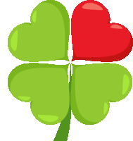 a four leaf clover with a red heart in the center