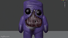 a 3d model of a purple monster with a very large mouth .