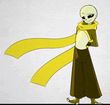 a cartoon character wearing a yellow scarf and pants