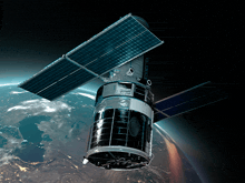 an artist 's impression of a satellite in orbit around the earth