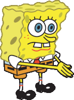 a cartoon of spongebob holding a broom in his hand