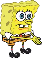 a cartoon of spongebob holding a broom in his hand