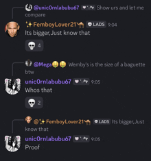 a screenshot of a conversation between femboylover21 and unicornlabubu67