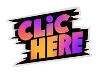 a colorful sticker that says click here