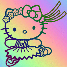 a drawing of a hello kitty with a flower crown on her head