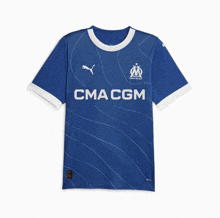 a blue shirt with cma cgm written on the front