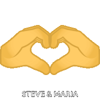 a couple of hands making a heart shape with the words steve and maria below them