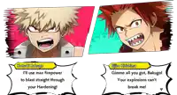 katsuki bakugo and eijiro kirishima are fighting each other in a video game