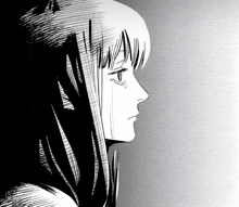 a black and white drawing of a girl with a tear running down her face