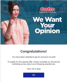 a costco advertisement that says we want your opinion on it