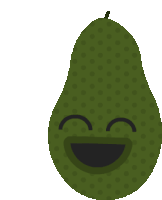 a green pear with a smiley face on it 's face