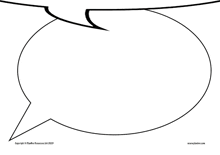 a black and white drawing of a speech bubble on a white background