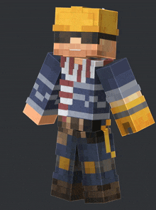 a minecraft character is wearing a hard hat