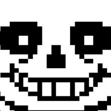 a pixel art drawing of a skeleton 's face with a smile on it .