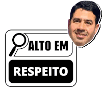 a sign that says alto em respeito with a magnifying glass