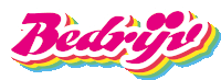 a brightly colored logo for bedrij 's with a rainbow background