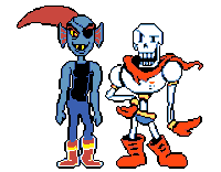 a pixel art drawing of a skeleton and an elf