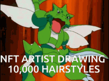 nft artist drawing 10,000 hairstyles with a dragon