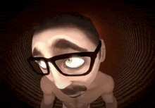 a cartoon man with glasses and a mustache