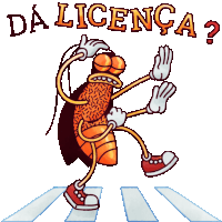 a cartoon cockroach is walking across a crosswalk with the words " da licenca " below it