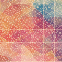 a colorful geometric pattern with white lines on a pink background