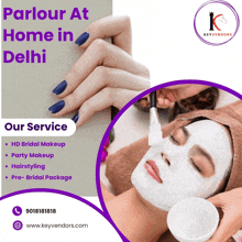 an ad for parlour at home in delhi