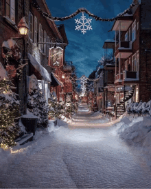 a snowy street with a sign that says ' boutique '