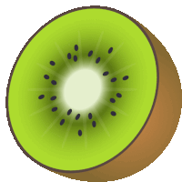 a slice of kiwi fruit with a white center and black seeds